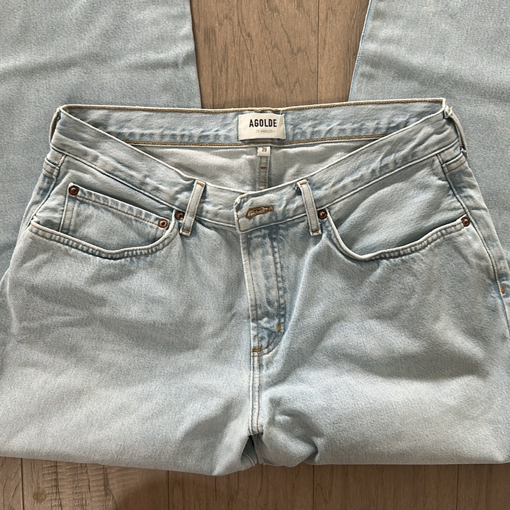 Agolde 100% Cotton Low Rise Baggy Fusion Jeans in Ceremony - Picture 2 of 11
